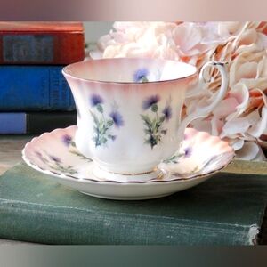 RARE FIND Vintage Royal Albert Thistle Bone China Tea Cup & Saucer 4466 England